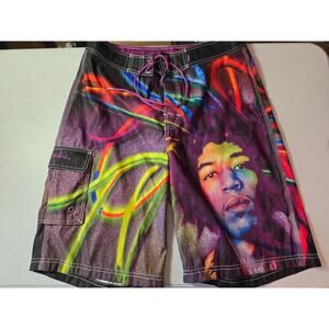 Dragonfly Jimmy Hendrix Board Shorts Mens Colorful Size 32 Drawstring Pocket